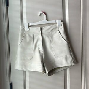 TCEC Cream White Leather Shorts